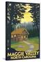 Maggie Valley, North Carolina - Cabin Scene-Lantern Press-Stretched Canvas