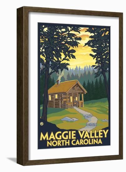 Maggie Valley, North Carolina - Cabin Scene-Lantern Press-Framed Art Print