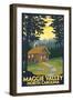 Maggie Valley, North Carolina - Cabin Scene-Lantern Press-Framed Art Print