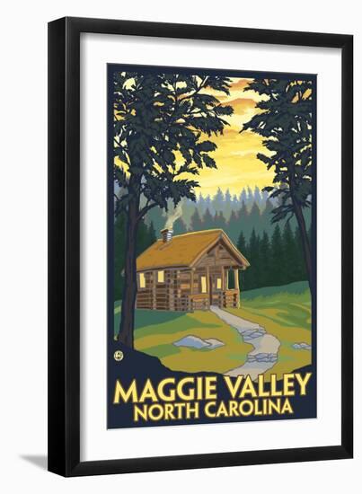 Maggie Valley, North Carolina - Cabin Scene-Lantern Press-Framed Art Print