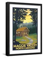 Maggie Valley, North Carolina - Cabin Scene-Lantern Press-Framed Art Print