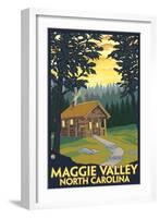 Maggie Valley, North Carolina - Cabin Scene-Lantern Press-Framed Art Print