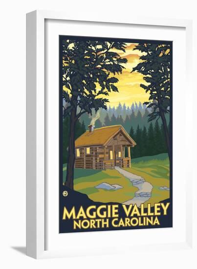 Maggie Valley, North Carolina - Cabin Scene-Lantern Press-Framed Art Print