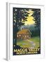 Maggie Valley, North Carolina - Cabin Scene-Lantern Press-Framed Art Print