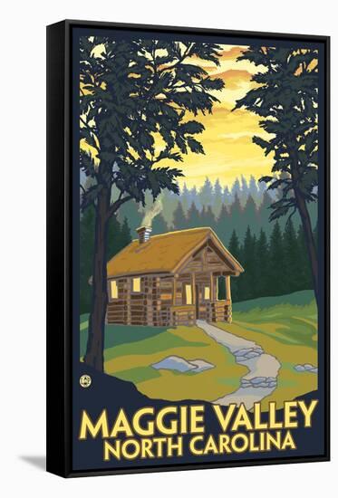 Maggie Valley, North Carolina - Cabin Scene-Lantern Press-Framed Stretched Canvas