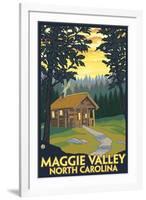 Maggie Valley, North Carolina - Cabin Scene-Lantern Press-Framed Art Print