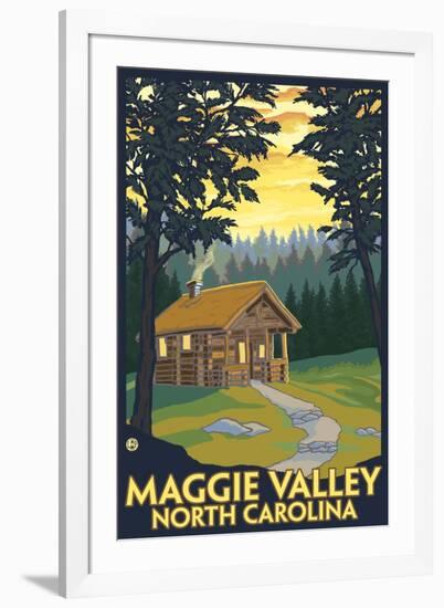 Maggie Valley, North Carolina - Cabin Scene-Lantern Press-Framed Art Print