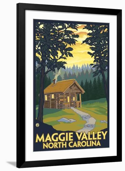 Maggie Valley, North Carolina - Cabin Scene-Lantern Press-Framed Art Print