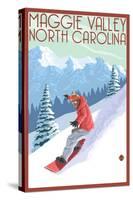 Maggie Valley, North Carolina - Snowboarder-Lantern Press-Stretched Canvas