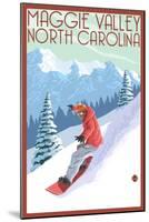 Maggie Valley, North Carolina - Snowboarder-Lantern Press-Mounted Art Print