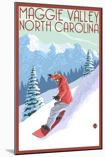 Maggie Valley, North Carolina - Snowboarder-Lantern Press-Mounted Art Print