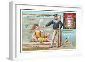 Magic Act Revealed, Smoking Underwater-null-Framed Art Print