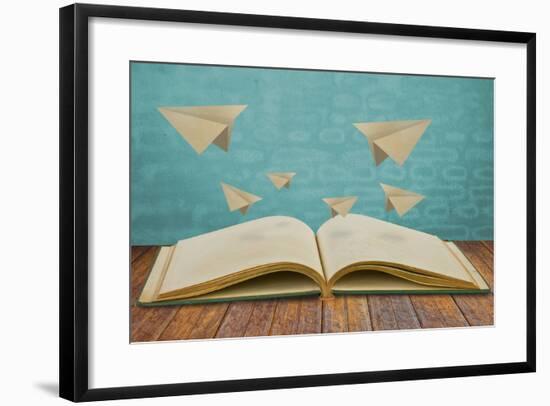Magic Book with Paper Plane-jannoon028-Framed Photographic Print