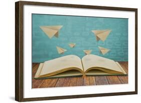 Magic Book with Paper Plane-jannoon028-Framed Photographic Print