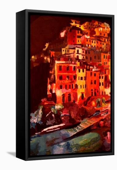 Magic Cinque Terre Night in Riomaggiore-Markus Bleichner-Framed Stretched Canvas