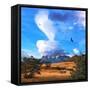 Magic Cloud and Flocks of Andean Condors in Southern Patagonia. Amazingly Beautiful Sunset Illumina-kavram-Framed Stretched Canvas