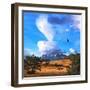 Magic Cloud and Flocks of Andean Condors in Southern Patagonia. Amazingly Beautiful Sunset Illumina-kavram-Framed Photographic Print