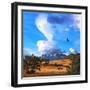 Magic Cloud and Flocks of Andean Condors in Southern Patagonia. Amazingly Beautiful Sunset Illumina-kavram-Framed Photographic Print