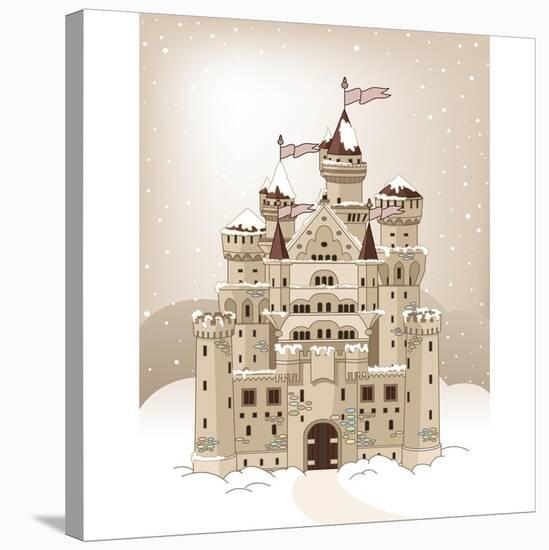 Magic Fairy Tale Winter Princess Castle. Raster Version.-Dazdraperma-Stretched Canvas