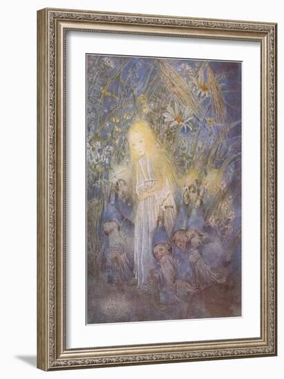 Magic Girl with Gnomes-null-Framed Art Print