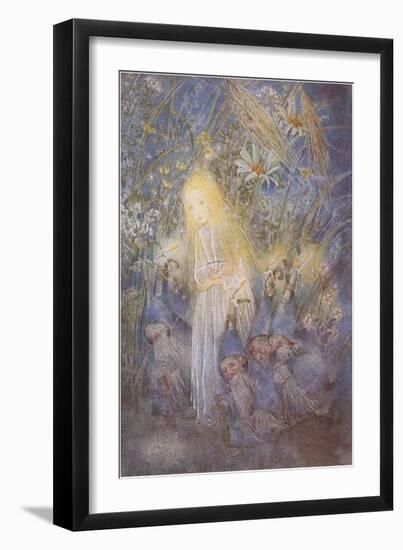 Magic Girl with Gnomes-null-Framed Art Print