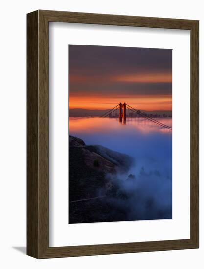 Magic Sunrise Light and Fog, Golden Gate Bridge, San Francisco-Vincent James-Framed Photographic Print