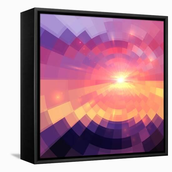 Magic Sunset in Abstract Stained Glass-art_of_sun-Framed Stretched Canvas