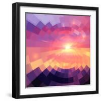 Magic Sunset in Abstract Stained Glass-art_of_sun-Framed Art Print