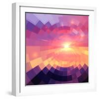 Magic Sunset in Abstract Stained Glass-art_of_sun-Framed Art Print