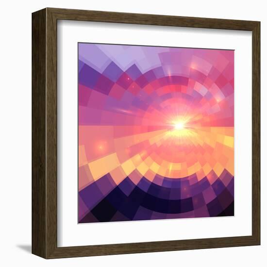 Magic Sunset in Abstract Stained Glass-art_of_sun-Framed Art Print