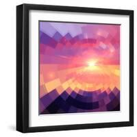 Magic Sunset in Abstract Stained Glass-art_of_sun-Framed Art Print