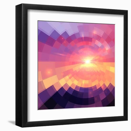 Magic Sunset in Abstract Stained Glass-art_of_sun-Framed Art Print