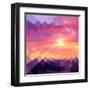 Magic Sunset in Abstract Stained Glass-art_of_sun-Framed Art Print