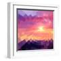 Magic Sunset in Abstract Stained Glass-art_of_sun-Framed Art Print