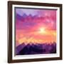 Magic Sunset in Abstract Stained Glass-art_of_sun-Framed Art Print