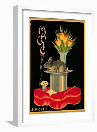 Magic, Tulips, Rabbit, Hat-null-Framed Art Print