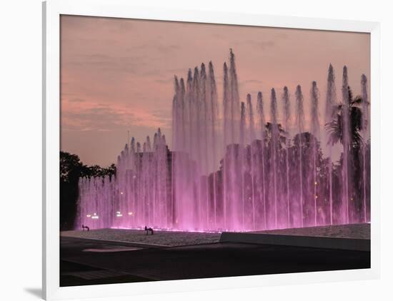 Magic Water Circuit in La Reserva Park, sunset, Lima, Peru, South America-Karol Kozlowski-Framed Photographic Print