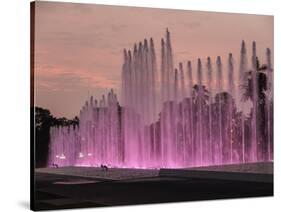 Magic Water Circuit in La Reserva Park, sunset, Lima, Peru, South America-Karol Kozlowski-Stretched Canvas