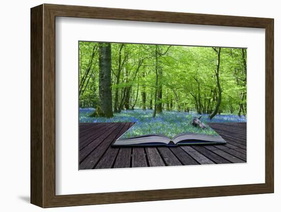 Magical Book with Contents Spilling into Landscape Background-Veneratio-Framed Photographic Print