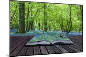 Magical Book with Contents Spilling into Landscape Background-Veneratio-Mounted Photographic Print