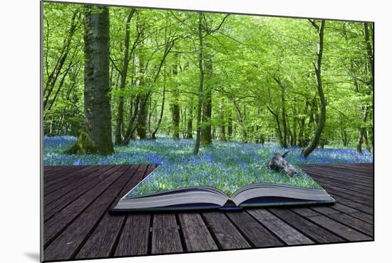 Magical Book with Contents Spilling into Landscape Background-Veneratio-Mounted Photographic Print