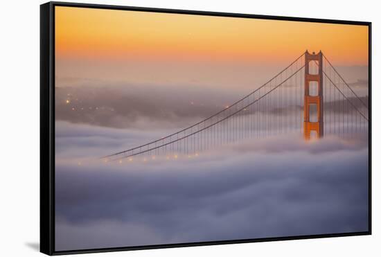 Magical Drift, Golden Gate Bridge Fog and Early Morning Light, San Francisco-Vincent James-Framed Stretched Canvas