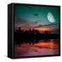 Magical Evening on the Ocean and the Moon-Krivosheev Vitaly-Framed Stretched Canvas