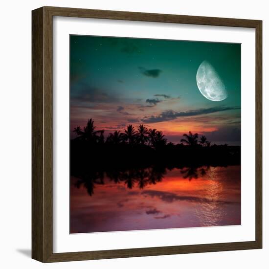 Magical Evening on the Ocean and the Moon-Krivosheev Vitaly-Framed Photographic Print