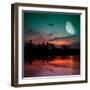 Magical Evening on the Ocean and the Moon-Krivosheev Vitaly-Framed Photographic Print