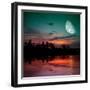 Magical Evening on the Ocean and the Moon-Krivosheev Vitaly-Framed Photographic Print