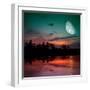 Magical Evening on the Ocean and the Moon-Krivosheev Vitaly-Framed Photographic Print