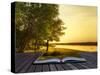 Magical Fantasy Style Forest Scene with Lake during Sunset-Veneratio-Stretched Canvas