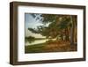 Magical Fantasy Style Forest Scene with Lake during Sunset-Veneratio-Framed Photographic Print