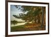 Magical Fantasy Style Forest Scene with Lake during Sunset-Veneratio-Framed Photographic Print